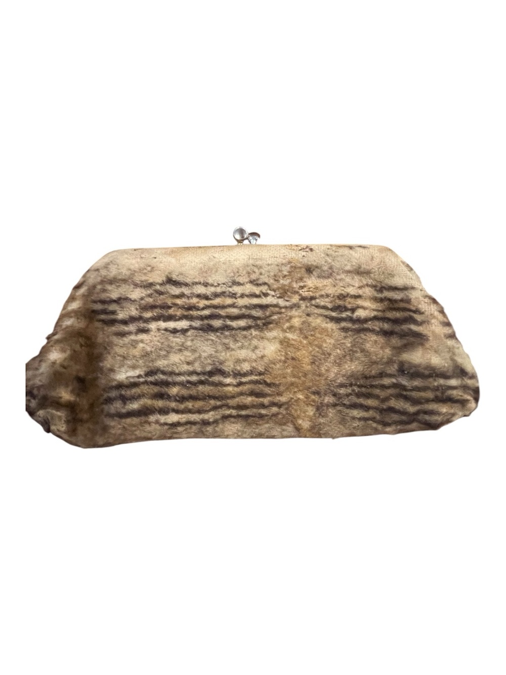 Vintage Faux Fur Clutch Bag in Natural Browns
